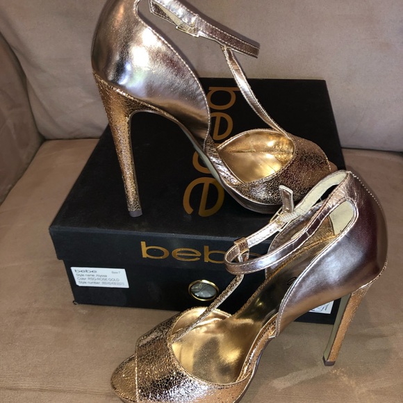 Gold Hi Heeled Sandals - Picture 2 of 2